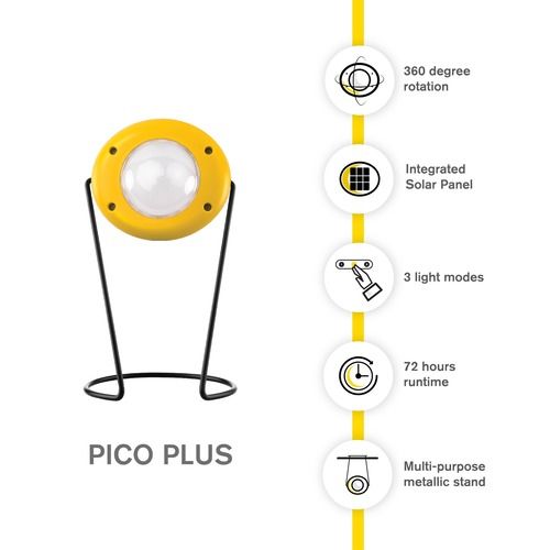 Sun King Pico Plus 50 Lumens Solar Portable Emergency Lamp - Yellow - Image 3