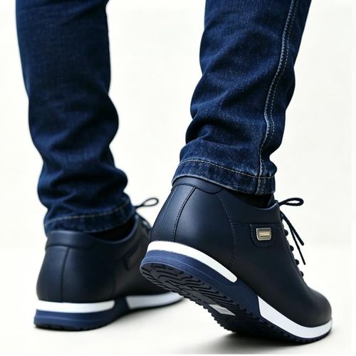AIDAILU Men's Casual Waterproof Sneakers PU Leather Shoes Versatile Work Shoes - Blue - Image 6