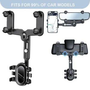 Multifunctional 360° Rotating Rearview Mirror Phone Holder